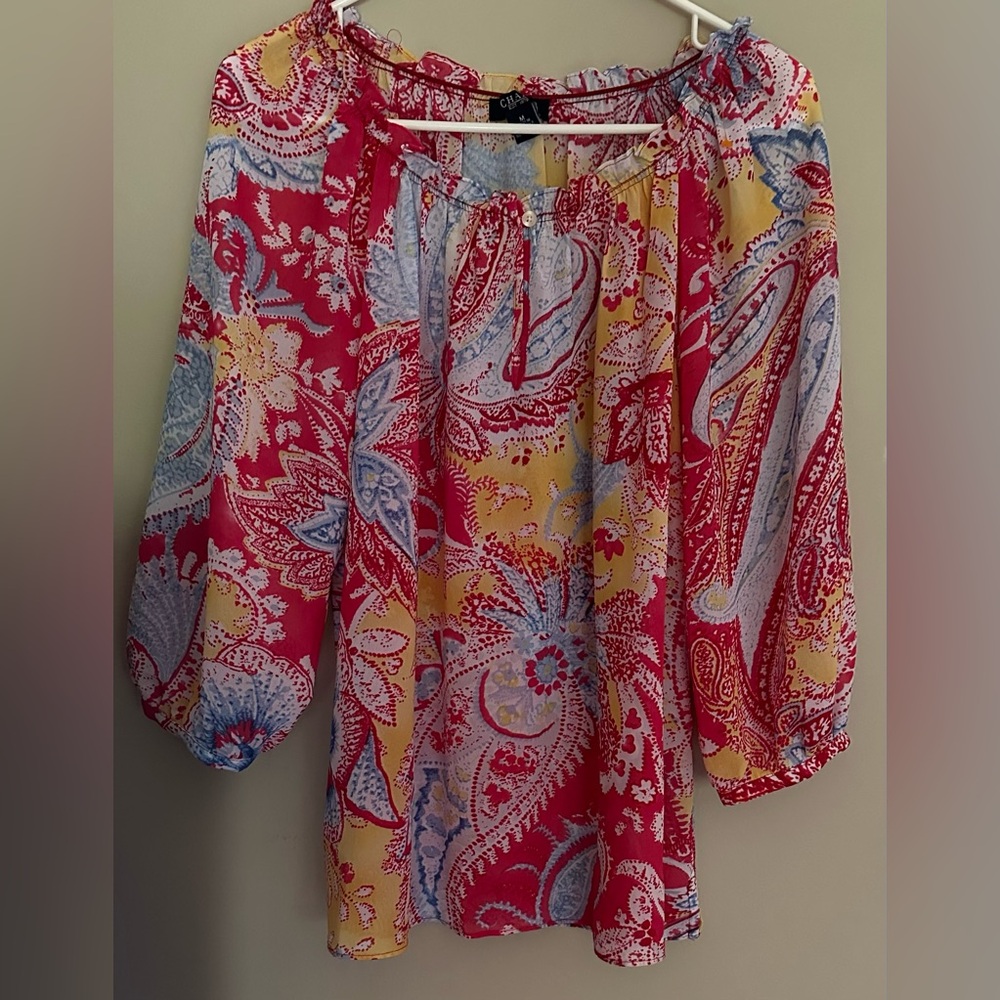 CHAPS size MEDIUM Colorful Paisley Blouse
